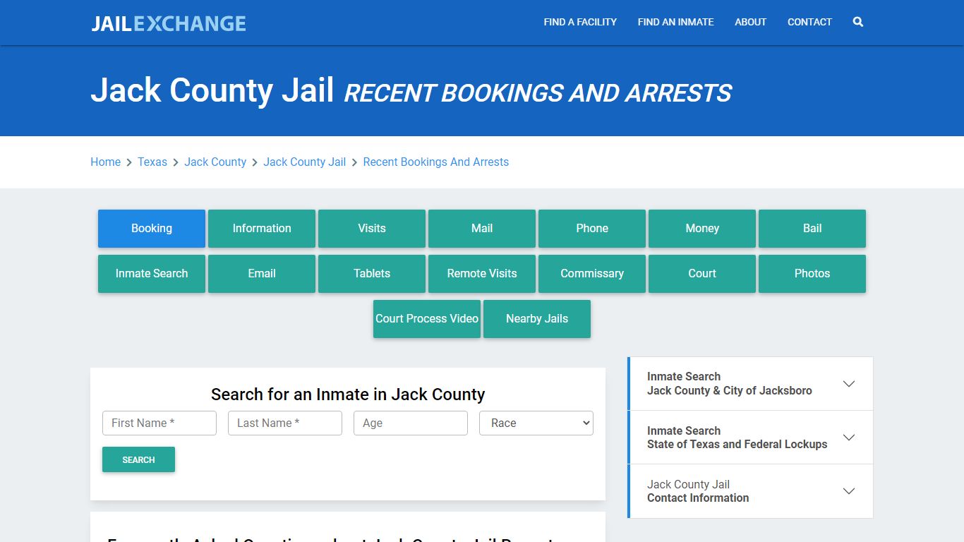 Jack County Jail Recent Bookings And Arrests - Jail Exchange